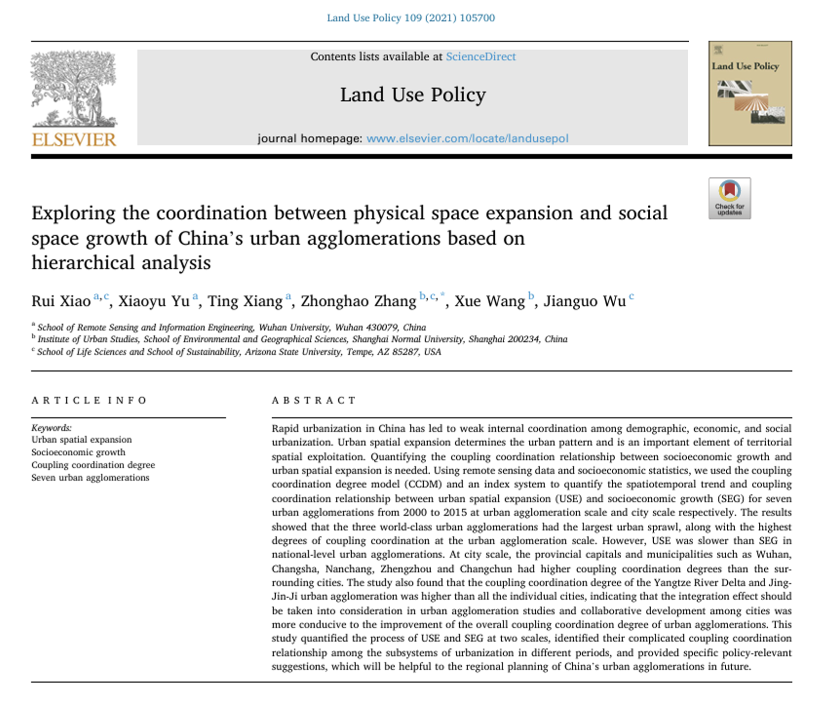 Exploring the coordination between physical space expansion and social space growth of China’s urban agglomerations based on hierarchical analysis​